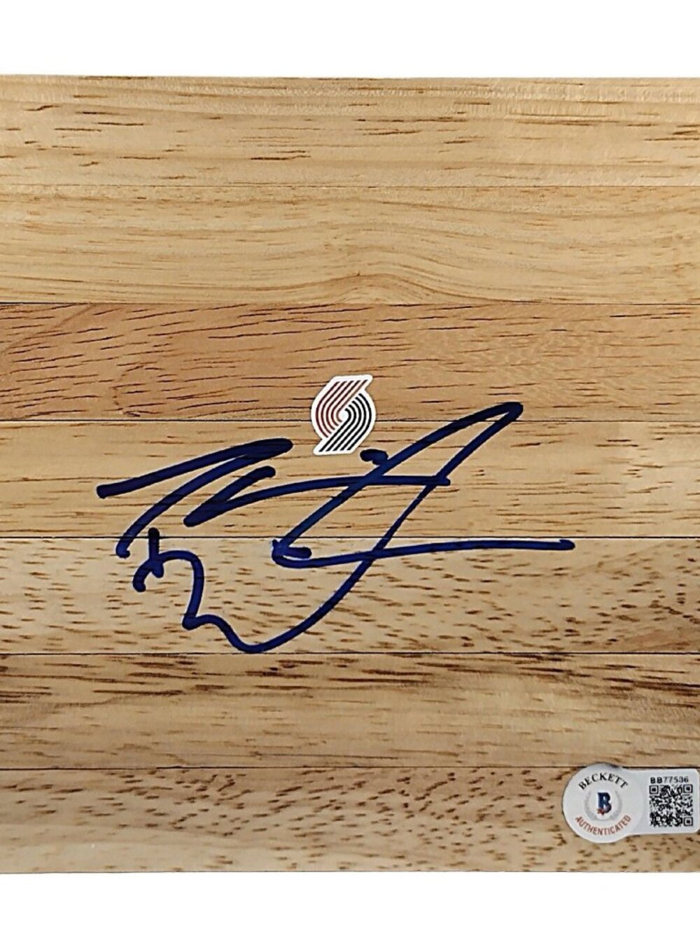 Darius Miles Signed Trail Blazers Basketball Floor Board Beckett BAS Autographed